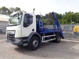 68 Reg 2018 DAF LF Hyva Skiploader  •  Also available for  Hire